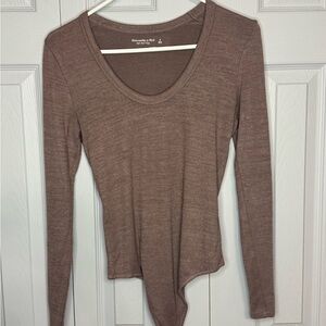 Abercrombie & Fitch Taupe Long Sleeve Bodysuit